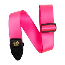 Ernie Ball EB-5321 Neon Pink Strap - The world's number one Polypro guitar strap in stylish new designs featuring embroidered leather ends with durable yet comfortable Polypropylene webbing